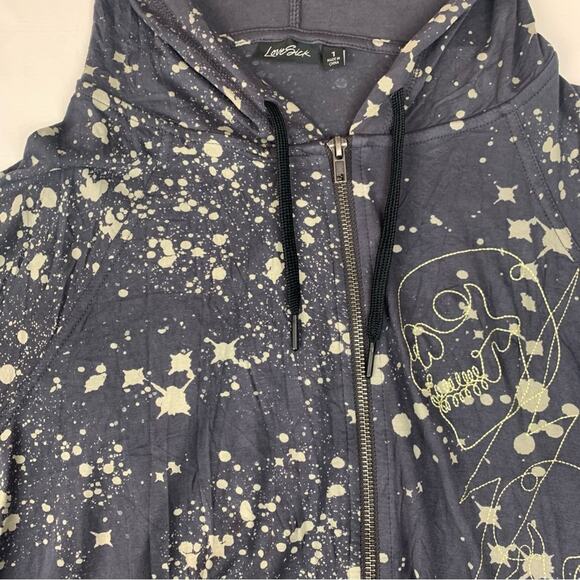 Torrid Lovesick women's size 1 1x  gray skull zip up jacket paint splatter - Picture 6 of 13